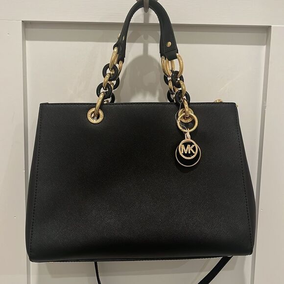 Michael Kors Cynthia Medium Black Satchel - Picture 3 of 7